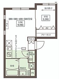 大田区矢口1丁目マンション 1LDKの間取図画像
