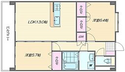 リージェンシー土井 2LDKの間取図画像
