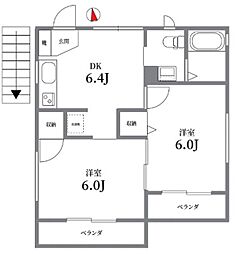 シーマ中馬込 2階2DKの間取り
