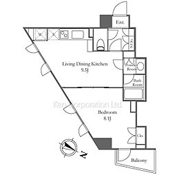 オーキッドレジデンス六本木 1LDKの間取図画像