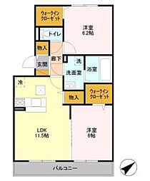 ハピネス2 2LDKの間取図画像