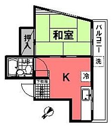 岩丸ビル 3階1Kの間取り