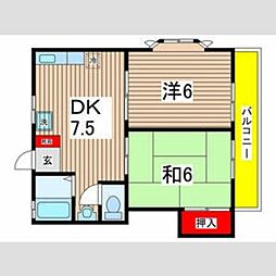小林ハイツ 2階2DKの間取り