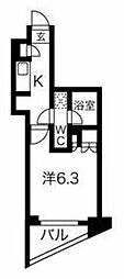 スパシエ川崎ウエスト 6階1Kの間取り