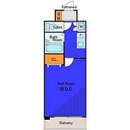 都営浅草線 五反田駅 徒歩12分の賃貸マンション 3階1Kの間取り