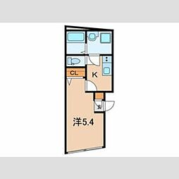 グランヒルズ田端 3階1Kの間取り