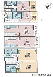 カインドネス小田急相模原VII0 1DKの間取図画像