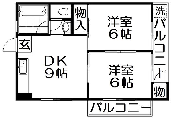 KYコーポ ｜大阪府枚方市北中振１丁目(賃貸マンション2DK・3階・45.00㎡)の写真 その2