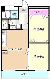 リリーフ長丘 2LDKの間取図画像