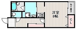 フォーレスト中百舌鳥 ワンルームの間取図画像