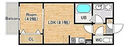 ジーメゾン八千代台北カルム 1LDKの間取図画像