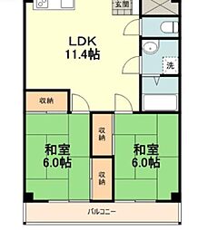 ローシャンタジマ 2LDKの間取図画像