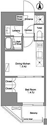 ブリリアイスト新御徒町 1DKの間取図画像