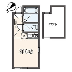 ユナイト本牧モンテカルメロ ワンルームの間取図画像