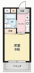 ハウス・サンビーム2オゼキ 1Kの間取図画像