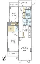 ウヴラージュ広尾 2LDKの間取図画像