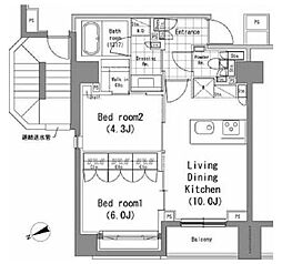 パークハビオ新橋 2LDKの間取図画像