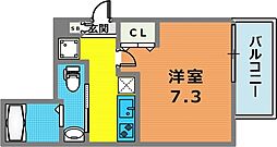 JPレジデンス神戸 6階1Kの間取り