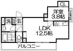 シャーメゾンコージーフォレスト 1LDKの間取図画像