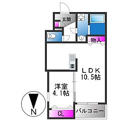 ジーメゾン松原天美南 1LDKの間取図画像