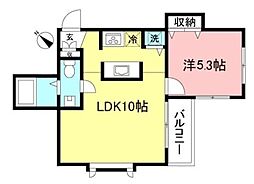パールハイツ登戸 1LDKの間取図画像