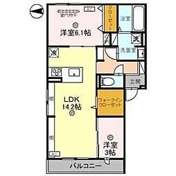 カーサフェリーチェ 2LDKの間取図画像