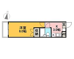 ドムールQ 1Kの間取図画像