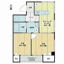 マリオン荻窪 3階2DKの間取り