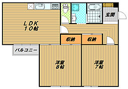 グリーンハイツ妙法寺B 2LDKの間取図画像