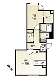 Skuld江東牡丹 1LDKの間取図画像