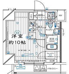 レガリス亀戸 1Kの間取図画像