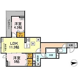 オルテンシア 2LDKの間取図画像