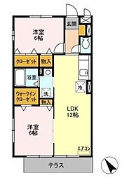 ベイクレール 2LDKの間取図画像