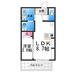 ジーイーオンズ 4階1LDKの間取り