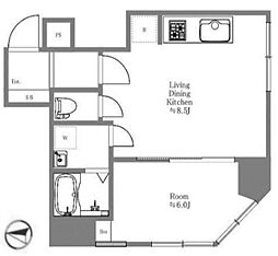 東京メトロ丸ノ内線 新宿御苑前駅 徒歩1分の賃貸マンション 2階1LDKの間取り
