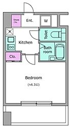 レジディア三越前 5階1Kの間取り