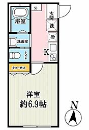 川口市芝4丁目アパート 1Kの間取図画像