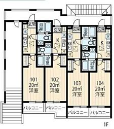アベニール大口 1Kの間取図画像