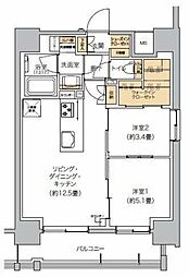 リビオメゾン芝浦 2LDKの間取図画像