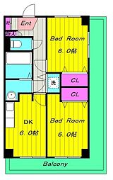 レフォール登戸 2DKの間取図画像