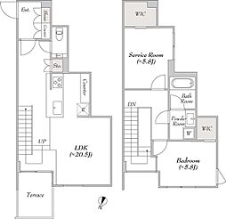 ルミークアン目黒 1階1SLDKの間取り