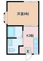 コープ六実2号館 1Kの間取図画像