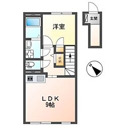 エルノルテ 1LDKの間取図画像