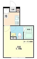 ブルーム立川 3階1Kの間取り