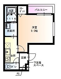 フジパレス西立花3番館 1Kの間取図画像