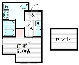 グリーンビュー都立大学 ワンルームの間取図画像