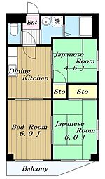 b`CASA京王堀之内re-born 3DKの間取図画像