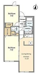 グローリオシェルト馬込 4階2LDKの間取り