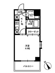ミリアビタNo.13 1Kの間取図画像