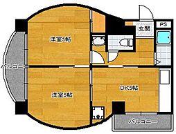大橋ツインビル 2DKの間取図画像